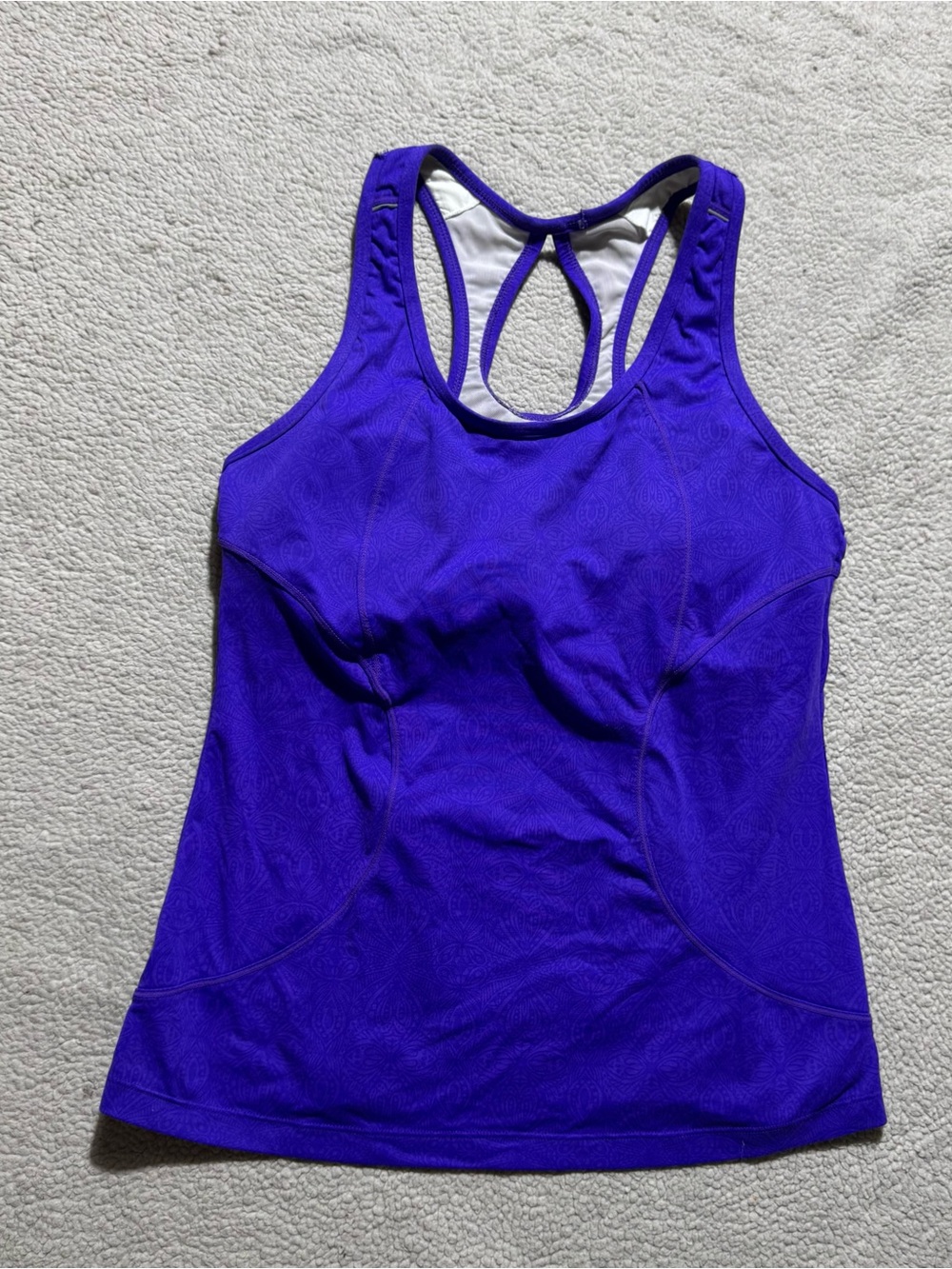 Athleta Tank Top Womens Medium Vibrant Purple Floral Racerback Shelf Bra Gym